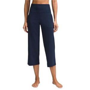 Lululemon Align High-Rise Wide Leg Crop Pants 23" Navy Blue Nulu Sz 4